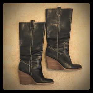 Black Wedge Frye Boots